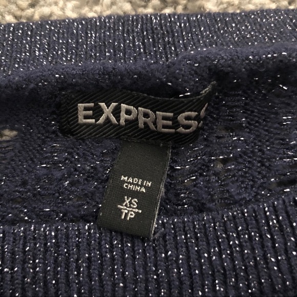 NAVY BLUE Express Open Weave Sweater Sparkly XS - Picture 2 of 3
